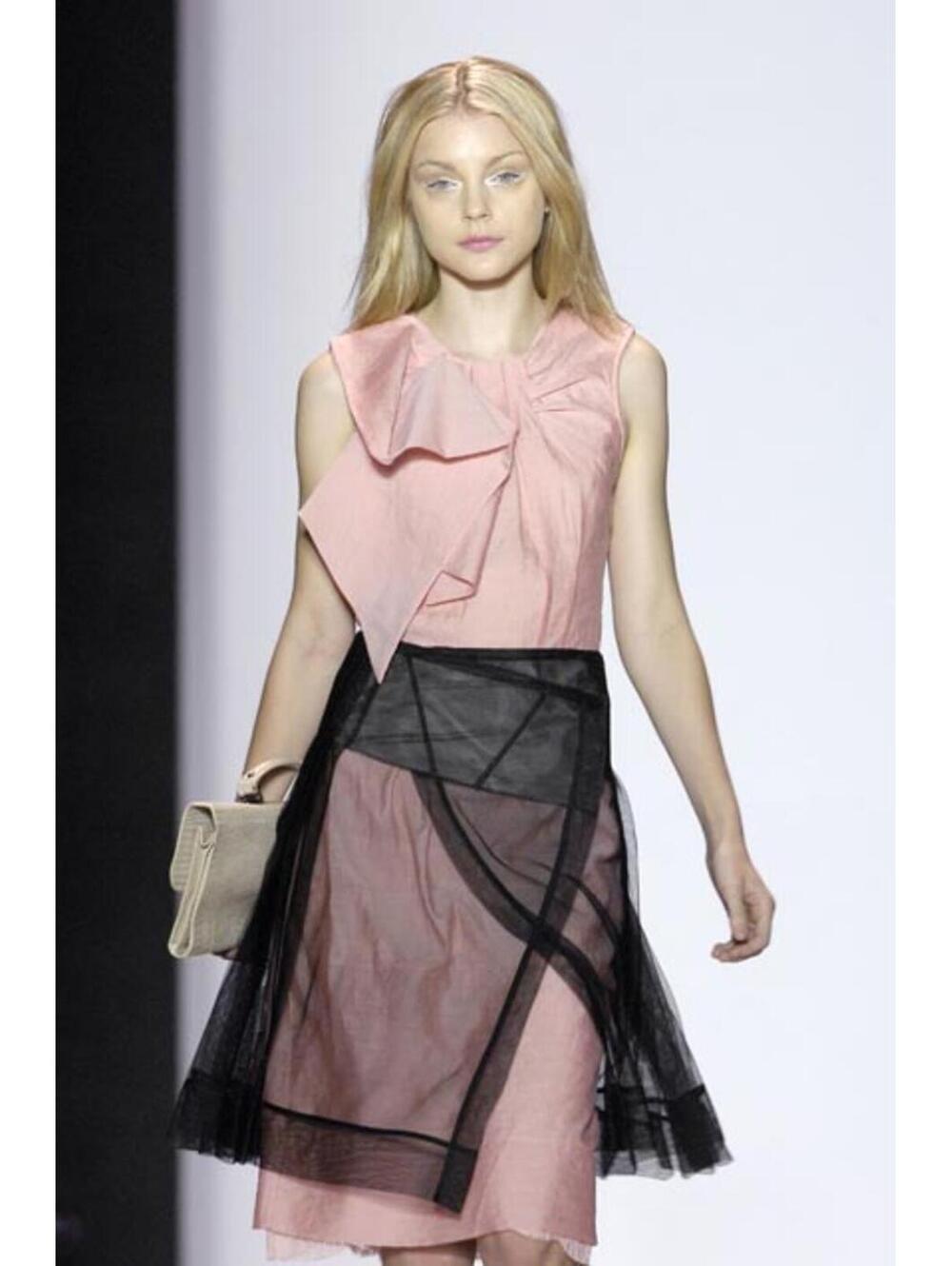 Archival BCBG Runway Cotton Pink Abstract 2009 Y2K Midi Dress Size Medium